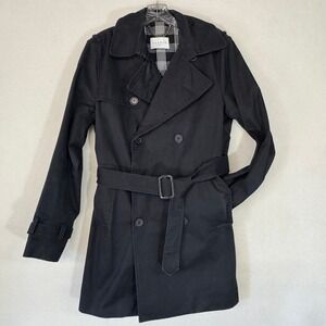 Sandro Paris Black Trench Coat Women's Double Breasted Belted Jacket